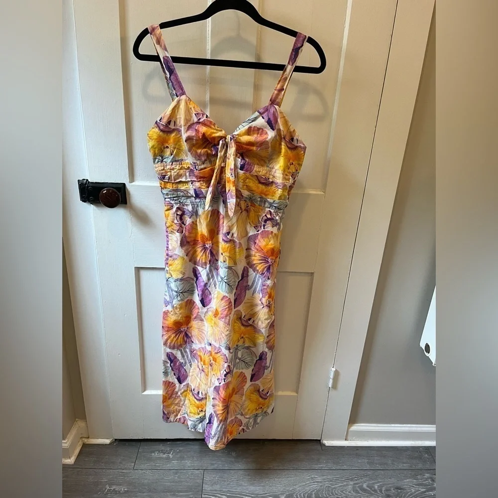 NWT Anthropologie Cecilia Pettersson Tie-Front Midi Dress Size 10